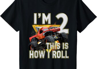 Kids 2 Years Old Boy Girl It’s My 2nd Birthday Boys Monster Truck T-Shirt