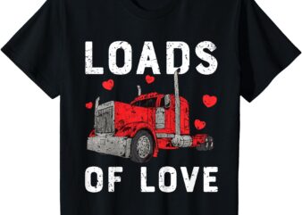 Kids Boys Valentines Day Hearts Loads of Love Truck Toddler Kids T-Shirt