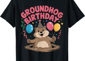 Kids Groundhog Birthday Girl Cute Groundhog Day T-Shirt