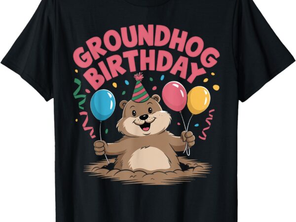 Kids groundhog birthday girl cute groundhog day t-shirt