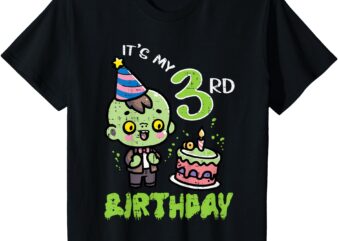 Kids Its My 3rd Birthday Zombie 3 Three Year Old Bday Boys Girls T-Shirt