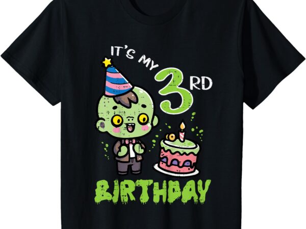 Kids its my 3rd birthday zombie 3 three year old bday boys girls t-shirt