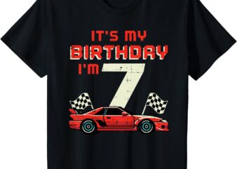 Kids Its My Birthday Im 7 Race Car 7th Bday Seven Year Old Boys T-Shirt