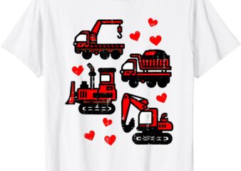 Kids Valentines Day Construction Trucks Funny Boys Kids T-Shirt