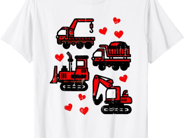 Kids valentines day construction trucks funny boys kids t-shirt