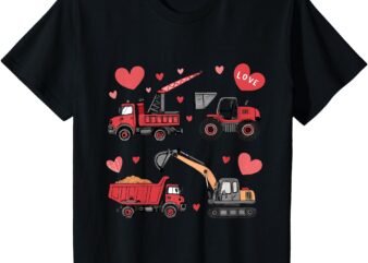 Kids Valentines Day Construction Trucks Funny Boys Kids Toddler T-Shirt