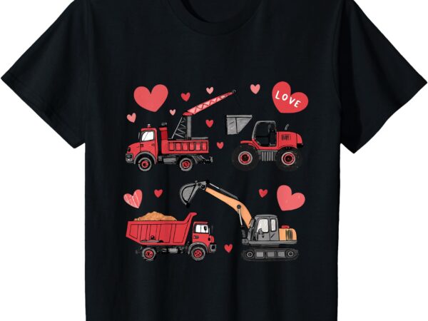 Kids valentines day construction trucks funny boys kids toddler t-shirt