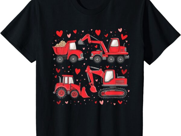 Kids valentines day construction truck with hearts boys toddler t-shirt