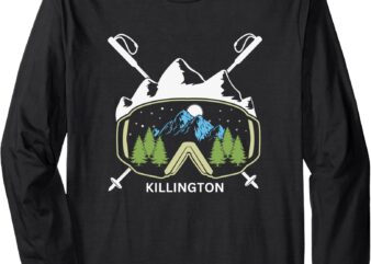 Killington Vermont Ski Goggles Skiing Mountain Design Long Sleeve T-Shirt