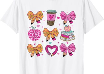 Kindergarten Teacher Valentine’s Day Heart Coquette Bow T-Shirt