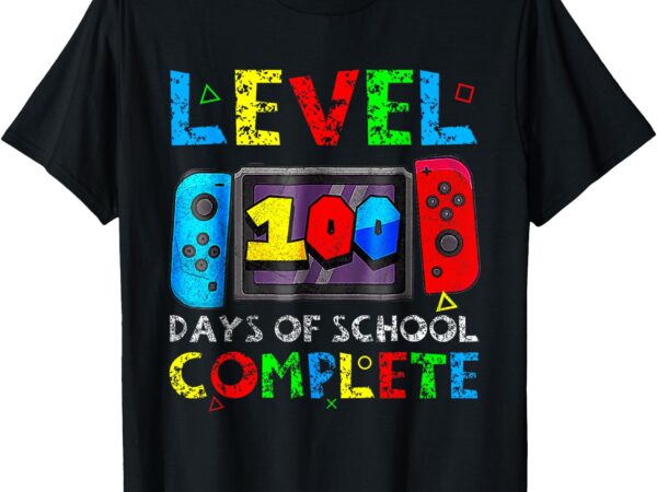 Level 100 days of school complete gamer video games boys t-shirt