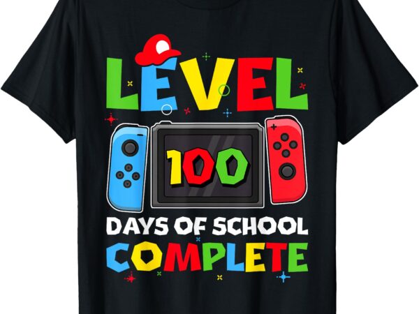 Level 100 days of school complete video game 100th day boys t-shirt