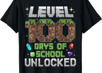 Level 100 Days Of School Unlock Gamer Boy Kids 100th Day T-Shirt