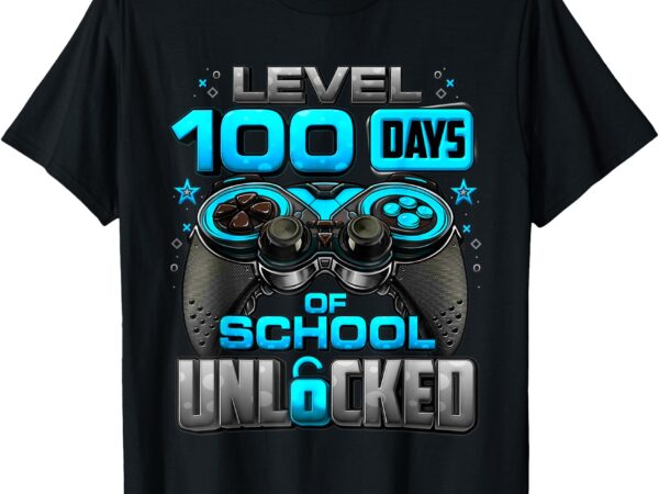 Level 100 days of school unlocked boys 100th day of school t-shirt