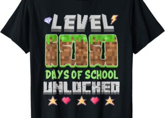 Level 100 Days Of School Unlocked Gaming Pixel 100th Day T-Shirt