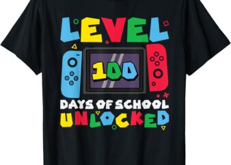 Level 100 Days Of School Unlocked Video Games Boys Gamer T-Shirt