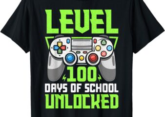 Level 100 Days Of School Unlocked Video Games Teacher T-Shirt