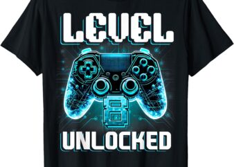 Level 8 birthday gaming 8 year old video games gift boys t-shirt