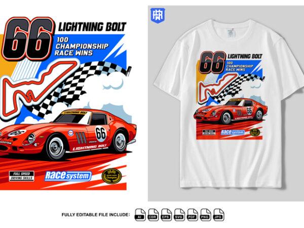 Lightning bolt championship race wins t shirt vector graphic