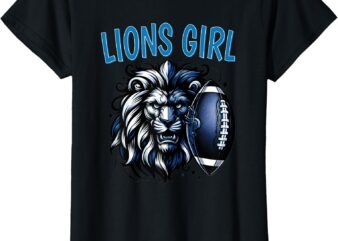 Lions for Girl Funny Sports Football Game Day for Women Fan T-Shirt