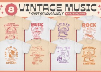 VINTAGE MUSIC T-SHIRT DESIGNS BUNDLE