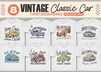 VINTAGE CLASSIC CAR T-SHIRT DESIGNS BUNDLE