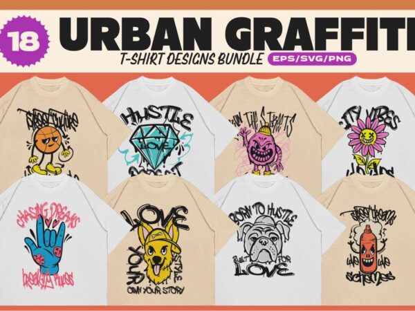 Urban graffiti t-shirt designs bundle