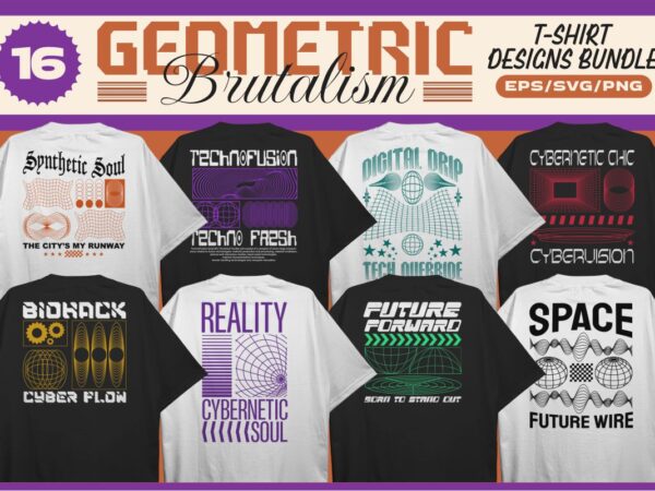 Geomatric brutalism t-shirt designs bundle