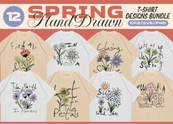 SPRING HAND DRAWN T-SHIRT DESIGNS BUNDLE