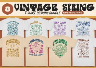 VINTAGE SPRING T-SHIRT DESIGNS BUNDLE