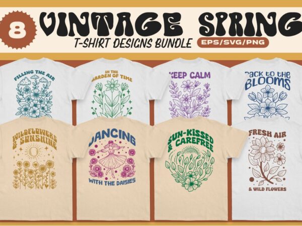 Vintage spring t-shirt designs bundle