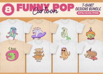 FUNNY POP CARTOON T-SHIRT DESIGNS BUNDLE