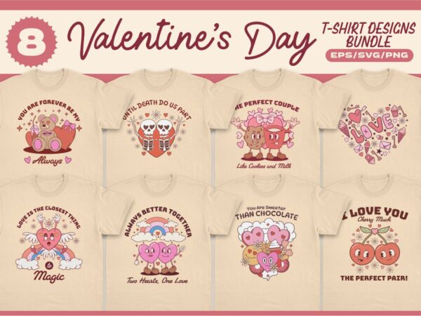 Valentine’s day t-shirt designs bundle