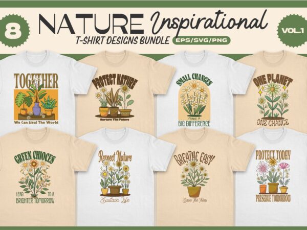 Nature inspirational t-shirt designs bundle vol. 1