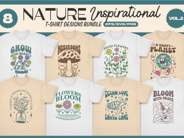 Nature inspirational t-shirt designs bundle vol. 2