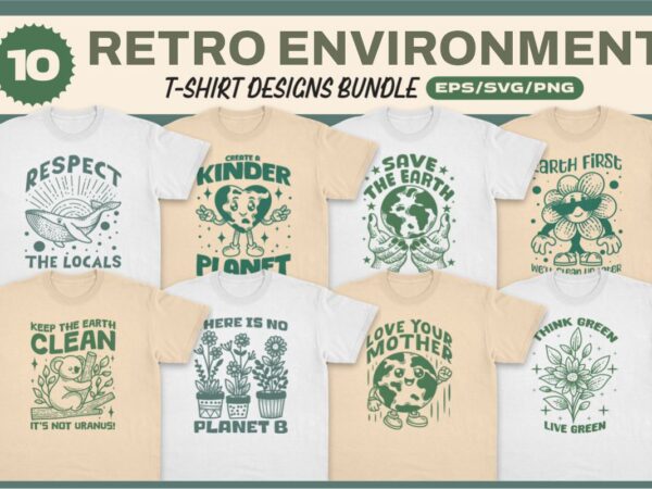 Retro environment t-shirt designs bundle