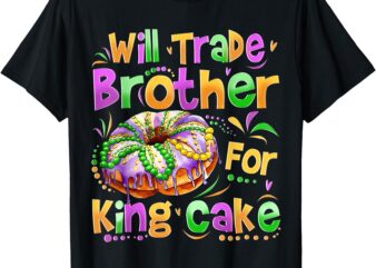 Mardi Gras Girls Kid Will Trade Brother For King Cake Bead T-Shirt