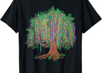 Mardi Gras Tree Beads New Orleans 2025 Watercolor Festival T-Shirt