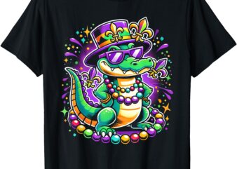 Mardigator Mardi Gras Alligator Men Women Mardi Gras Men T-Shirt