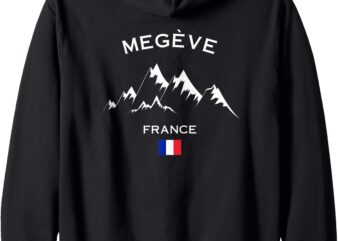 Megève French Mountain France Alpine Souvenir Alps Zip Hoodie