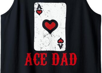 Mens Ace Dad Hearts Playing Card Cash Game Tourney Poker Pro Tank Top