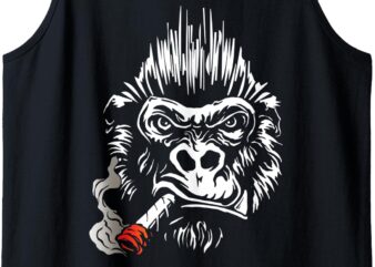 Mens Men Manhood Chef Big Boss Gorilla with Cigarette Cool Gift Tank Top