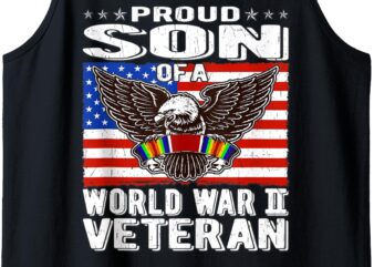 Mens Proud Son Of A World War 2 Veteran Patriotic WW2 Family Gift Tank Top