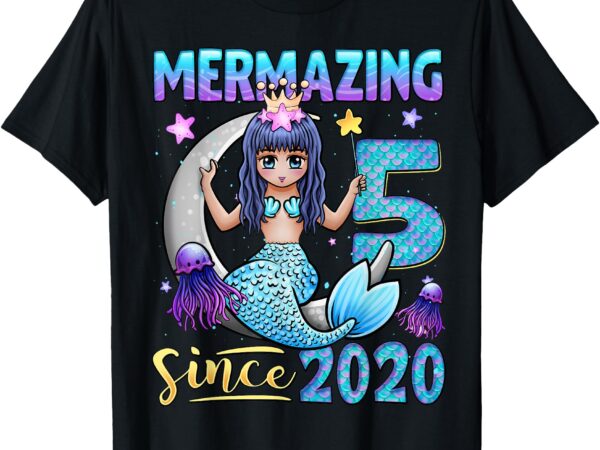 Mermaid birthday shirt 5 years old mermaid 5th birthday girl t-shirt