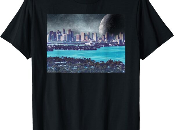 Miami future city planet artistic t-shirt