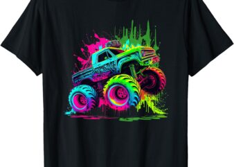 Monster Truck Retro Colorful Graffiti Shirt Youth Kid Adults T-Shirt