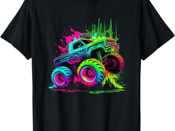 Monster truck retro colorful graffiti shirt youth kid adults t-shirt