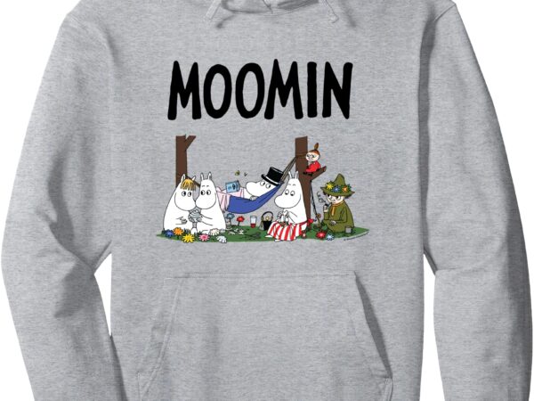 Moomin family relaxing pullover hoodie t shirt designs for sale