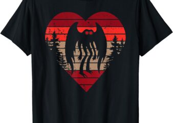 Mothman Valentine’s Day Retro Heart Love Mothman Cryptid T-Shirt