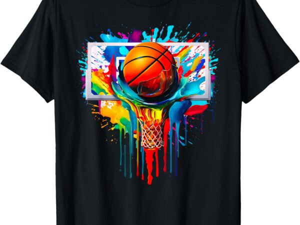 Multicolor basketball ball slam dunk hoop basketball buckets t-shirt